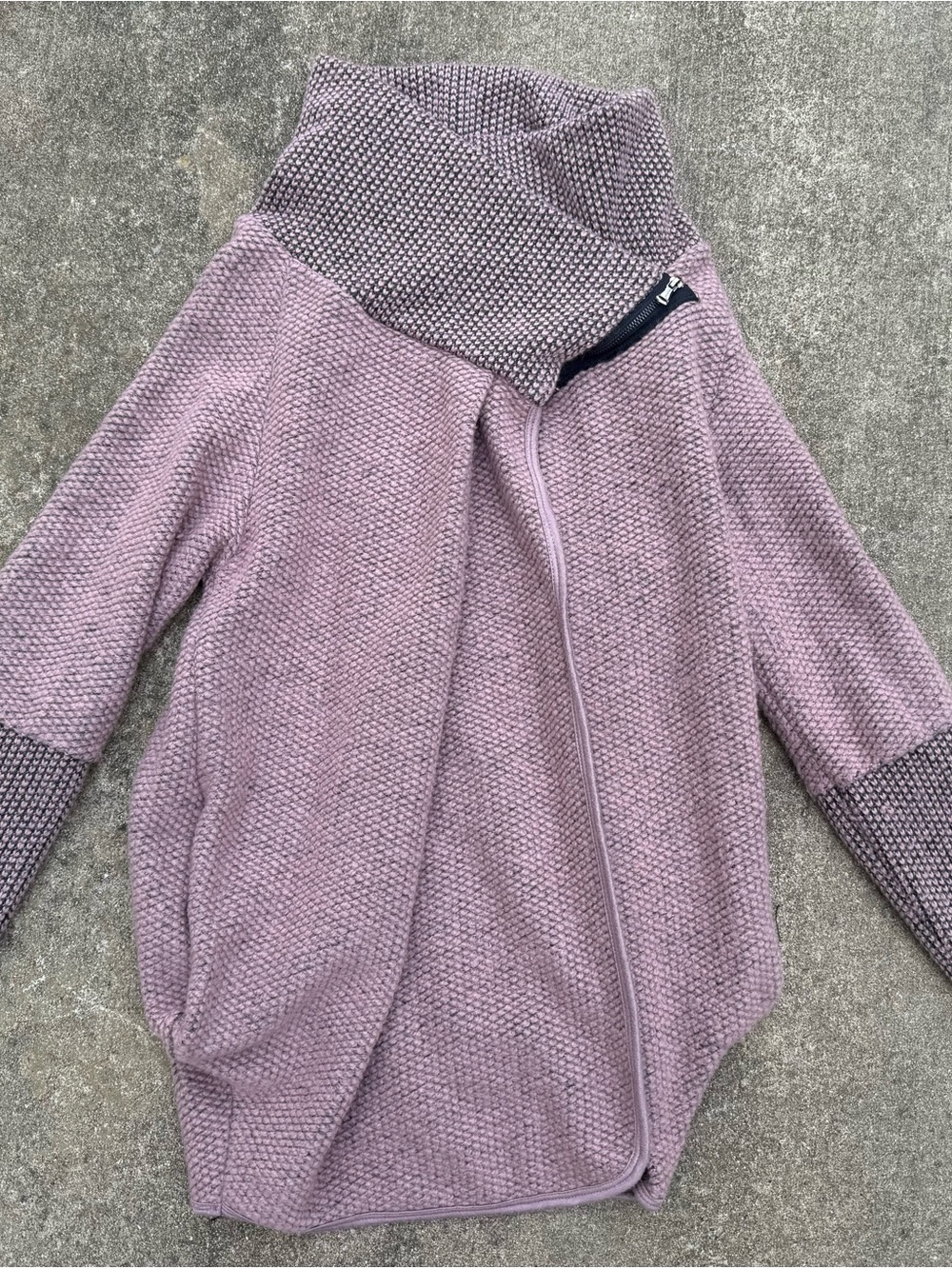 Colorine Paris Made In Italy Asymmetric Cowl Neck Coatigan Jacket Wool Blend